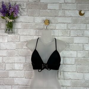 NWT Hula Honey Macy’s Black Swimsuit Bikini Top Push-Up